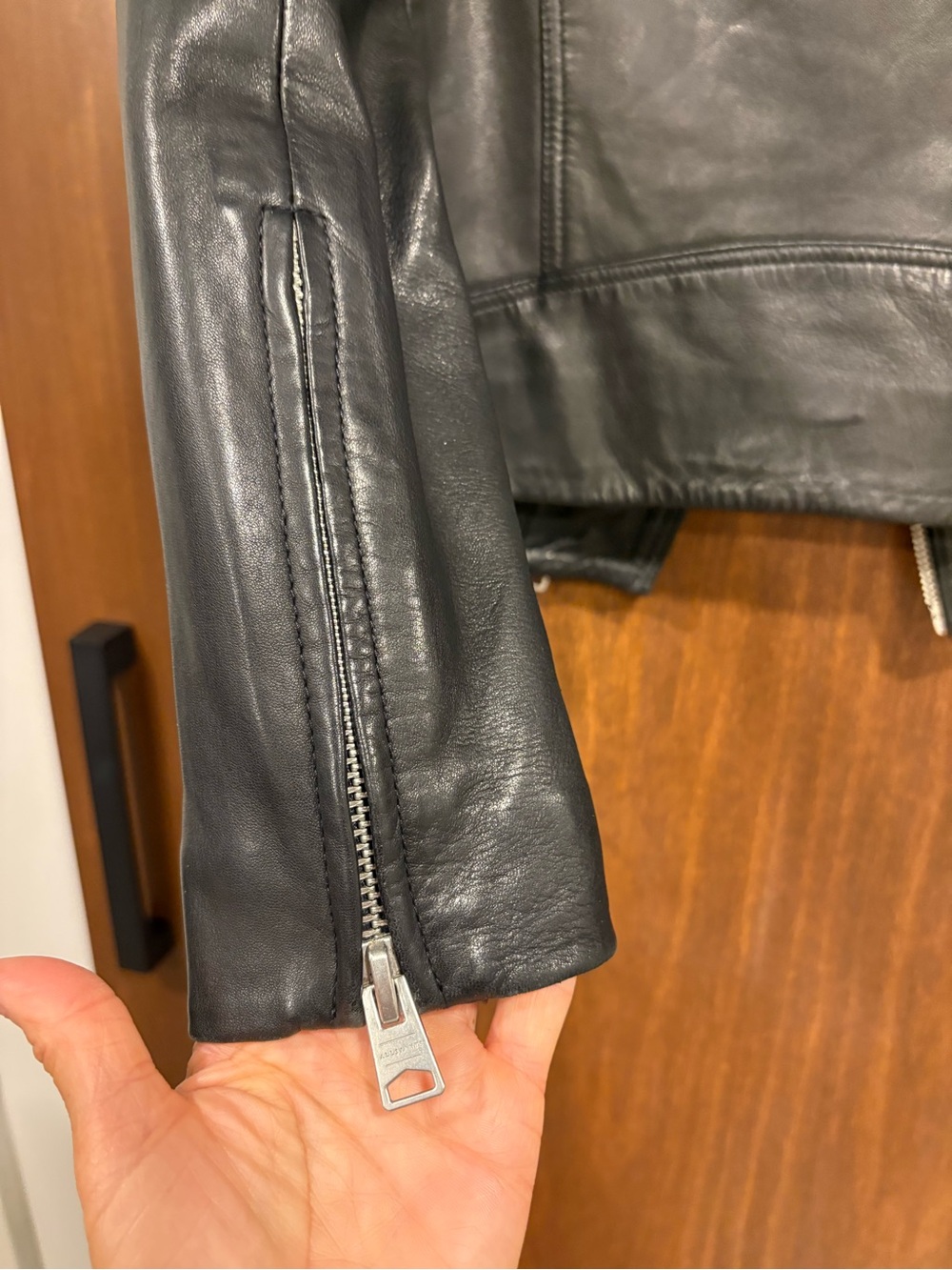 ALL SAINTS Dalby leather jacket 4 - Picture 7 of 15